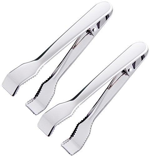 HINMAY Ice Tongs for Ice Bucket 6-3/4 Inch - Set of 2 - Premium 18/8 Stainless Steel Ice Tongs with Teeth for Ice Sugar Cubes Tea Party Coffee Bar Food Serving - Image 1