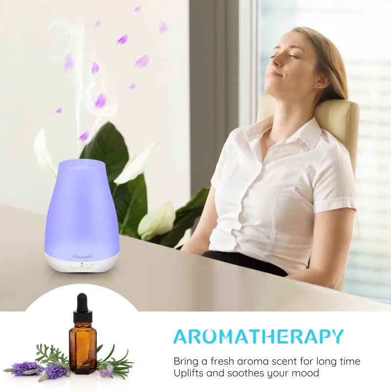 Homeweeks Diffusers, 100ml Colorful Essential Oil Diffuser with Adjustable Mist Mode, Auto Off Aroma for Bedroom/Office/Trip (100 ML 1 Pack) - Image 3