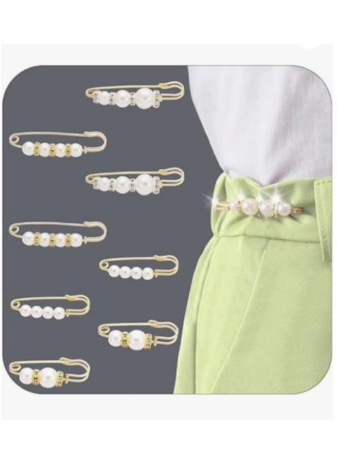 8 Pcs Pearl Brooch Pins, Safety Pins for Clothes, Faux Pearl Brooches for Women Girls