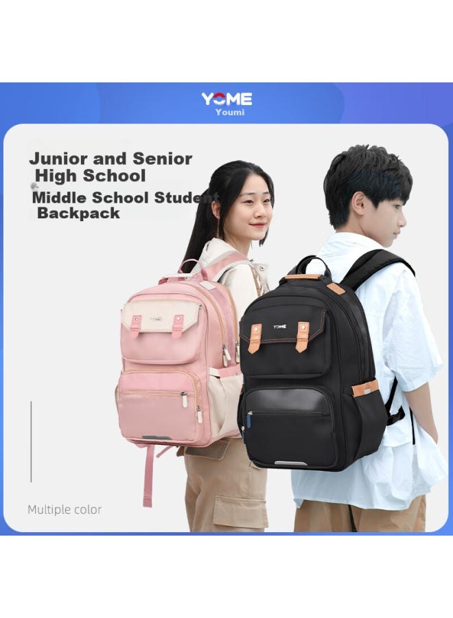 Yome Primary School Backpack For Grades 3-6, Spine Protection And Load Reduction, Uni Schoolbag For Children, Ultra-lightweight Double Shoulder Bag, Sugar Black - Image 1