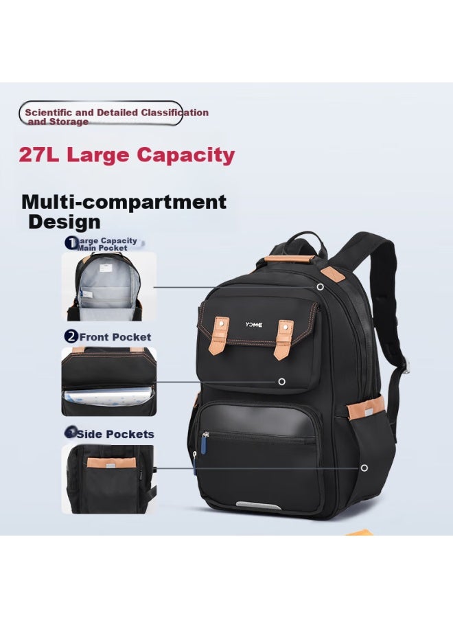 Yome Primary School Backpack For Grades 3-6, Spine Protection And Load Reduction, Uni Schoolbag For Children, Ultra-lightweight Double Shoulder Bag, Sugar Black - Image 2