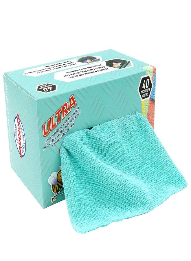 KICKLEEN Microfiber Cleaning Cloth, Lint-Free Shop Towels Reusable, Bulk Rags in a Box for Home, Kitchen and Car, 8 Inch x 8 Inch,40 Pack with Box (Blue) - Image 1