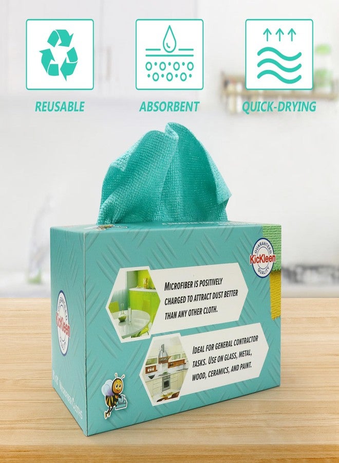 KICKLEEN Microfiber Cleaning Cloth, Lint-Free Shop Towels Reusable, Bulk Rags in a Box for Home, Kitchen and Car, 8 Inch x 8 Inch,40 Pack with Box (Blue) - Image 4