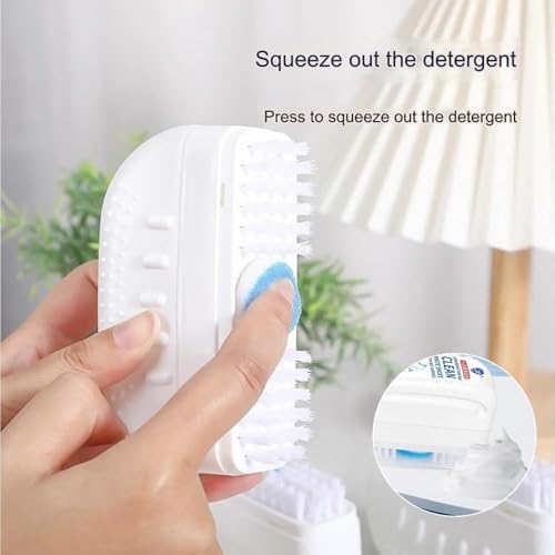 AARUX Plastic Handle Shoe Cleaner Brush, Powerful 2-in-1 Multifunctional Shoe Cleaner, Scrub Brush, Non Wash Deep Cleaning Sneaker Brush, White - Suitable for Tennis, Sports Shoe Care Kit - Image 3