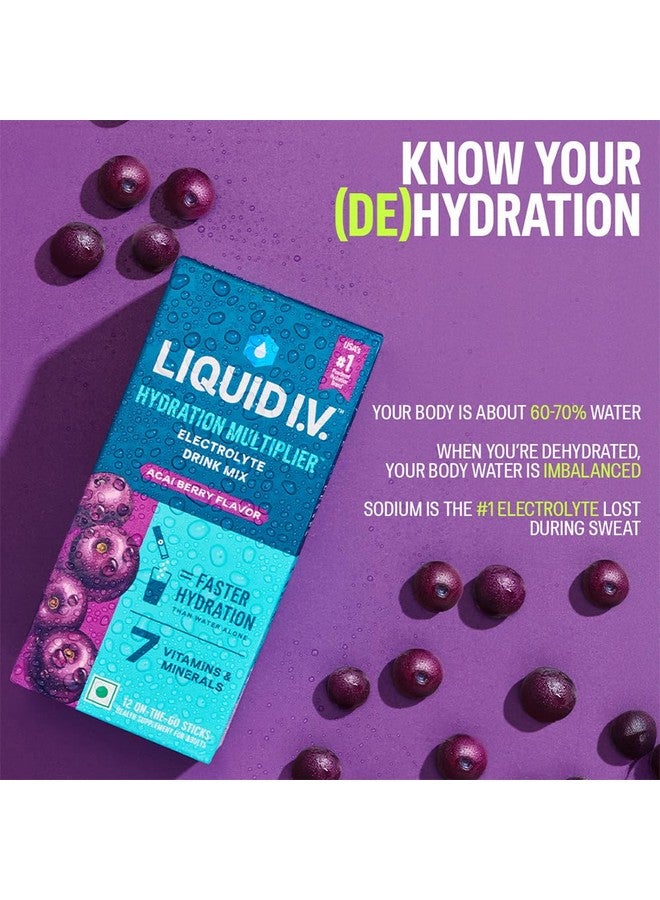 Liquid I.V. Liquid I.V.™ Hydration Multiplier™ - Acai Berry | Hydration Drink | 16g mixed with 500 ML Water | Pack of 6 = 3LTRS  - Image 4