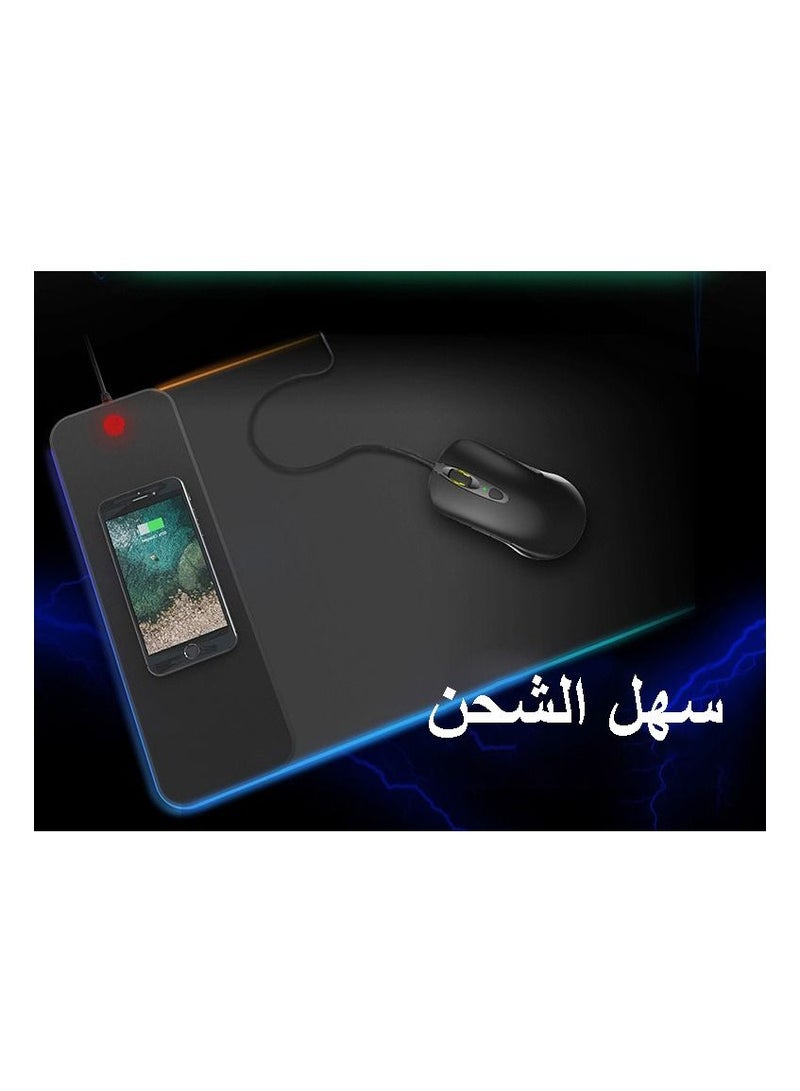 لوحة ماوس لاسلكية للشحن السريع بقوة 10 وات متوافقة مع جميع الهواتف باللون الأسود - Image 1