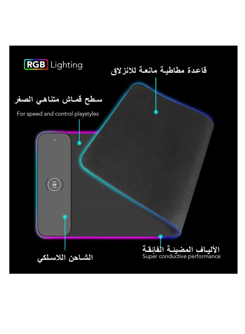 لوحة ماوس لاسلكية للشحن السريع بقوة 10 وات متوافقة مع جميع الهواتف باللون الأسود - Image 4