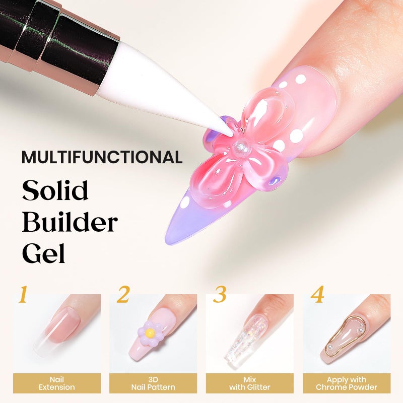 MIZHSE Solid Builder Gel for Nails, Clear Non-Sticky Sculpting Gel, 3D Nail Art Carving Building Modeling Hard Nail Extension Soak Off UV/LED Nail Art Salon Home DIY 15g - Image 2