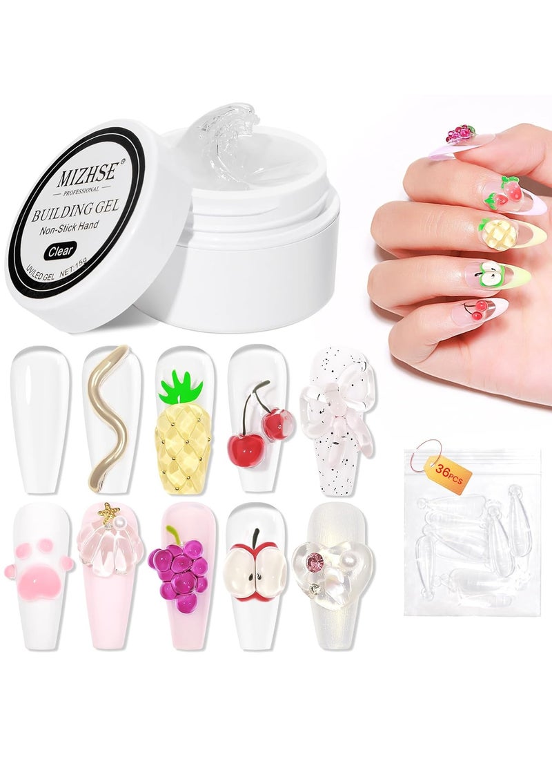 MIZHSE - MIZHSE Solid Builder Gel for Nails, Non-Sticky Hard Gel Sculpting Gel, 3D Gel Nail Art Building Gel Carving Gel Modeling Gel Nail Extension Soak Off UV/LED Nail Art Salon Home DIY 15 g Clear - Image 1