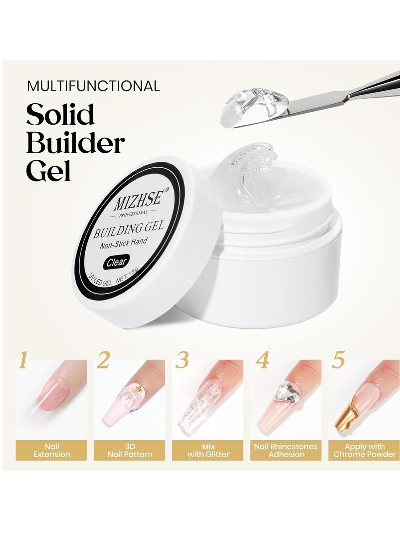 MIZHSE - MIZHSE Solid Builder Gel for Nails, Non-Sticky Hard Gel Sculpting Gel, 3D Gel Nail Art Building Gel Carving Gel Modeling Gel Nail Extension Soak Off UV/LED Nail Art Salon Home DIY 15 g Clear - Image 1