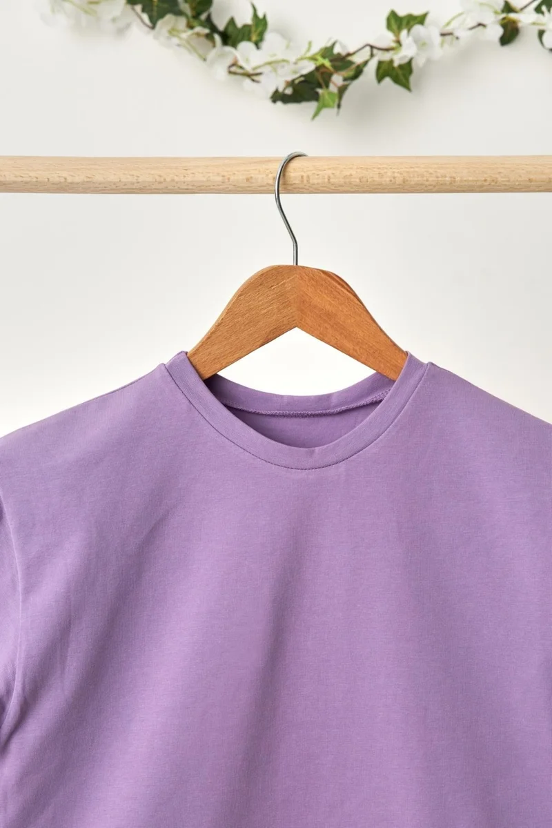 Babygiz Lilac Boy Short Sleeve Crew Neck Anti-Sweat, Comfortable Cotton Combed T-Shirt
