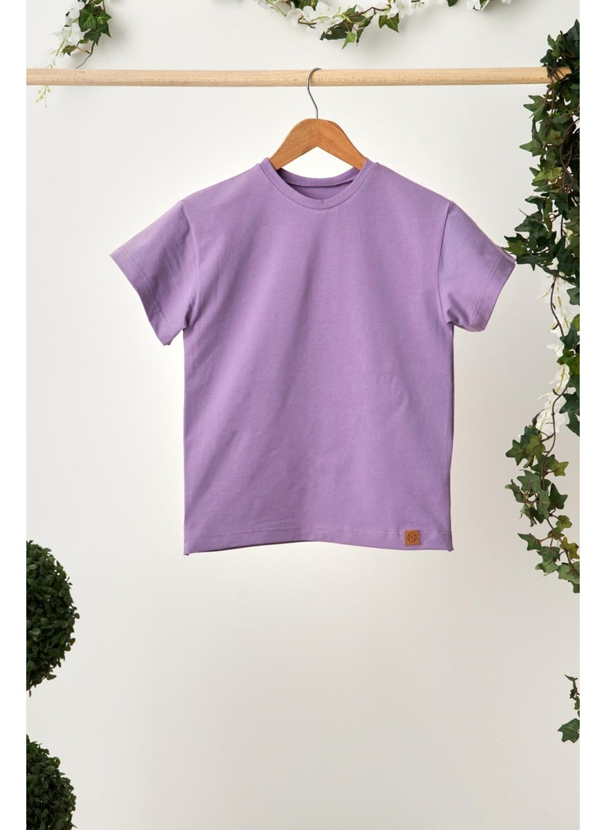 Babygiz Lilac Boy Short Sleeve Crew Neck Anti-Sweat, Comfortable Cotton Combed T-Shirt  - Image 1