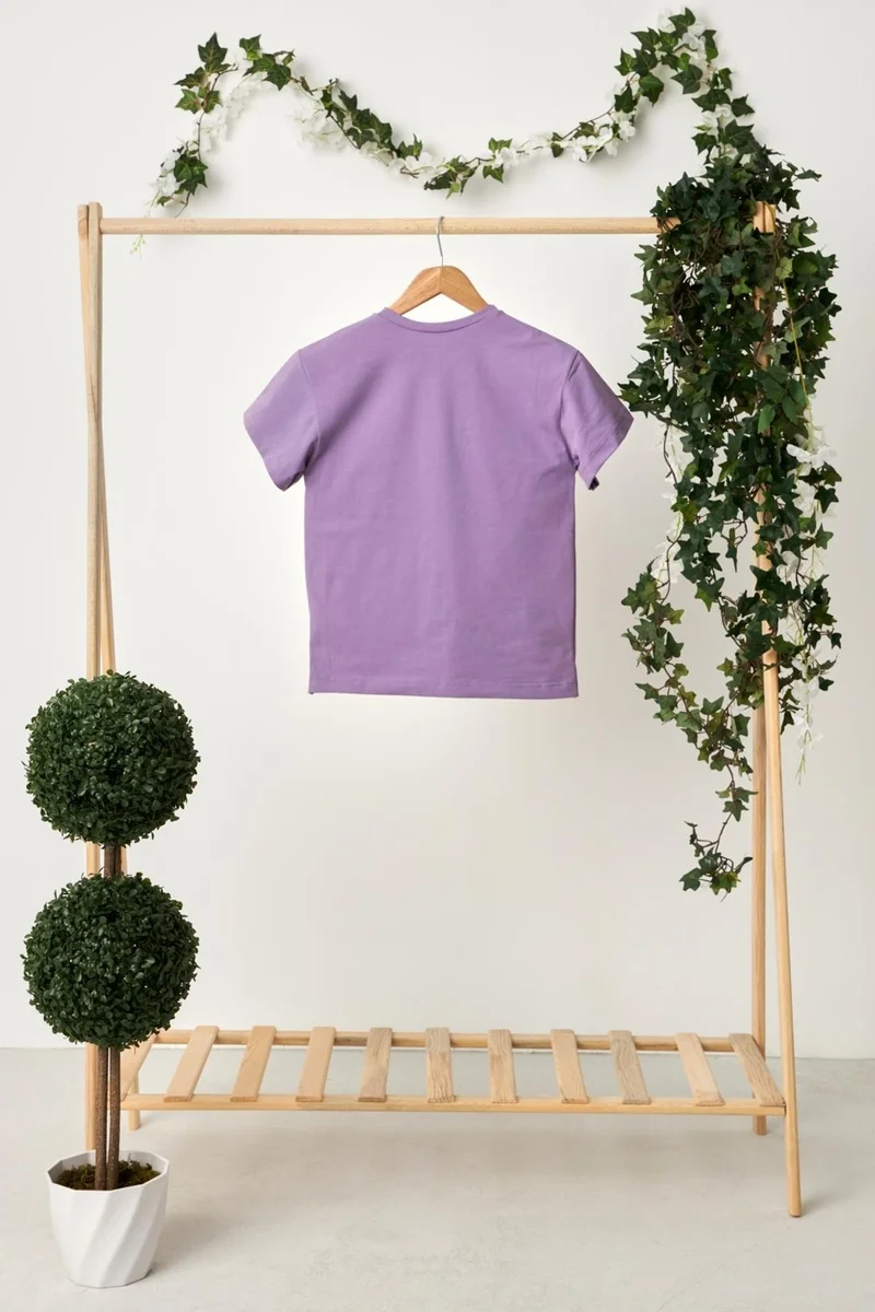 Babygiz Lilac Boy Short Sleeve Crew Neck Anti-Sweat, Comfortable Cotton Combed T-Shirt