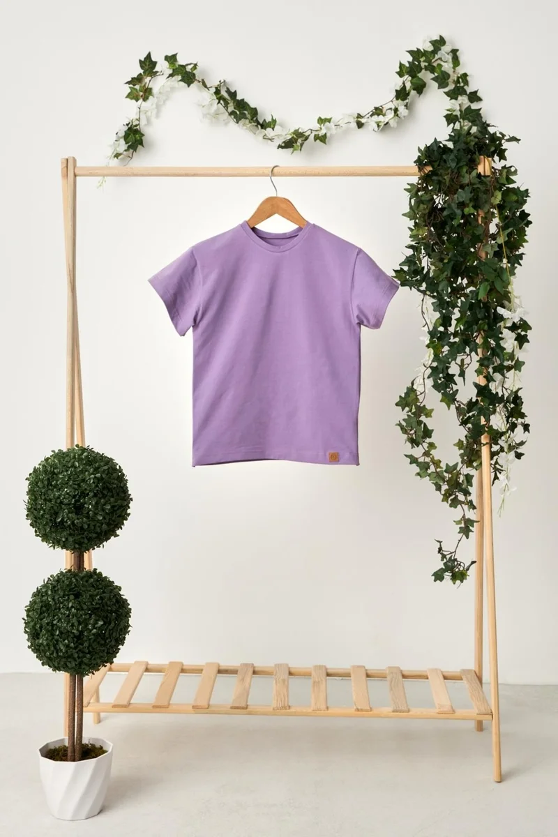 Babygiz Lilac Boy Short Sleeve Crew Neck Anti-Sweat, Comfortable Cotton Combed T-Shirt