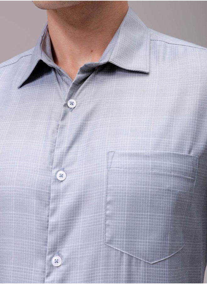 The Indian Garage Co Men Slim Fit Checkered Full Sleeves Cutaway Collar Formal Shirt  - Image 5