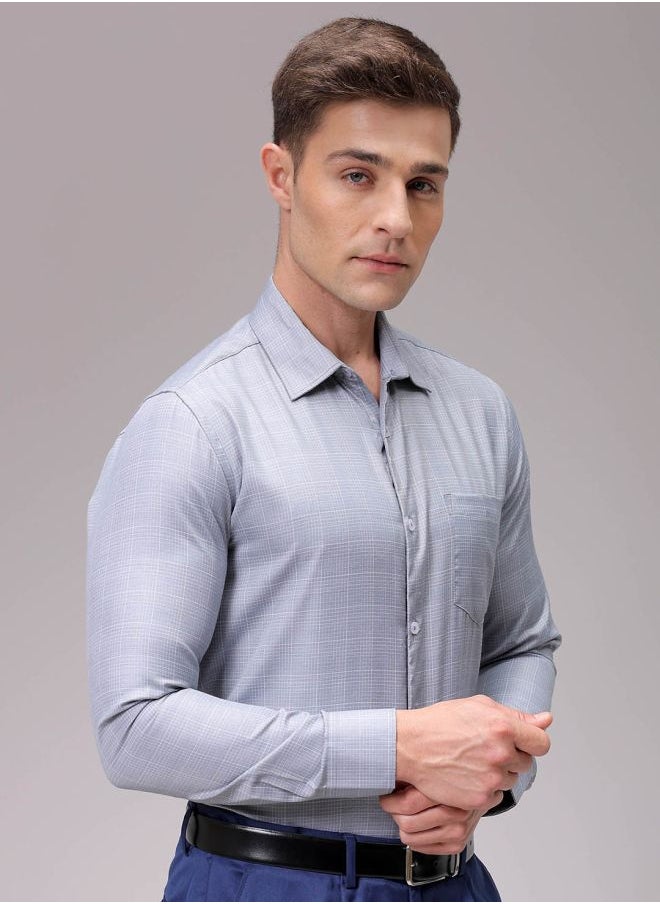 The Indian Garage Co Men Slim Fit Checkered Full Sleeves Cutaway Collar Formal Shirt  - Image 3