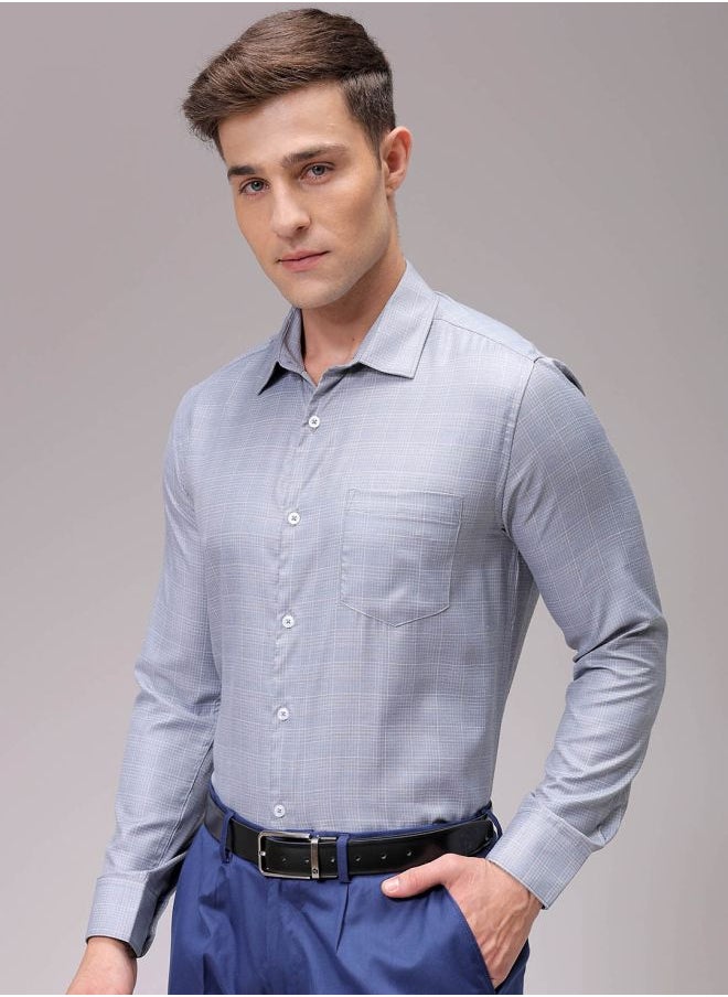 The Indian Garage Co Men Slim Fit Checkered Full Sleeves Cutaway Collar Formal Shirt  - Image 2