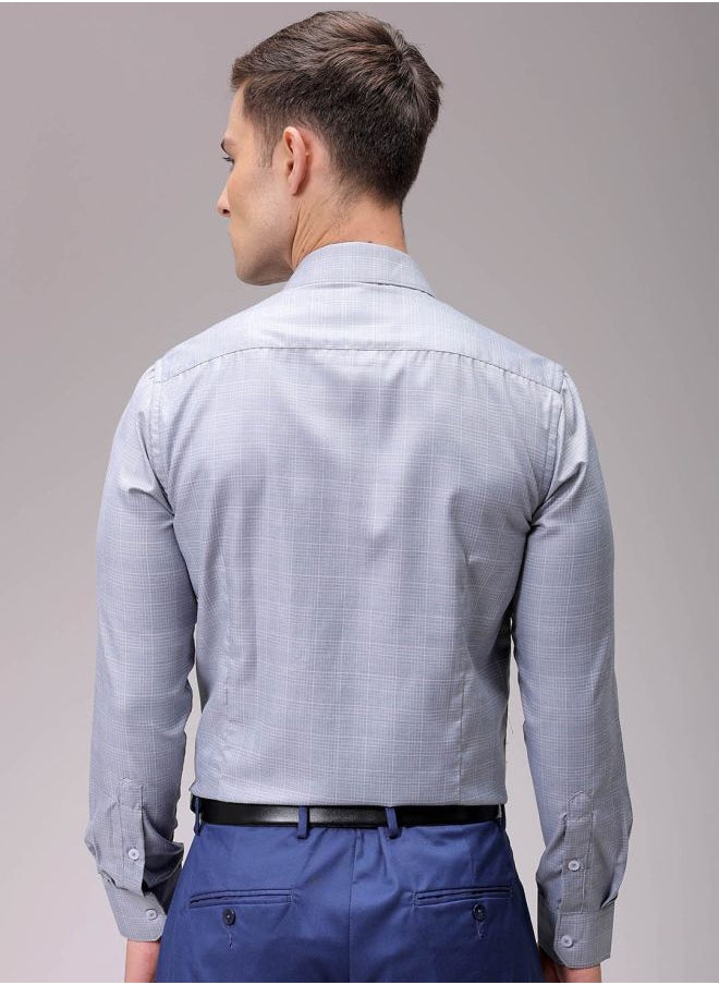 The Indian Garage Co Men Slim Fit Checkered Full Sleeves Cutaway Collar Formal Shirt  - Image 4