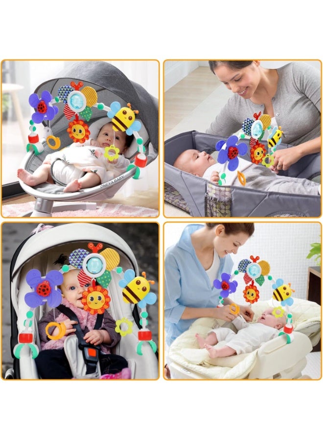AGREON Stroller Arch Toy - Clip On Baby Pram Activity Arch Musical Sensory Toys Crib Bouncer Accessories, Foldable Travel Bassinet Car Seat Toy for Babies Infants Newborn 0 3 6 9 12 Months (Butterfly) - Image 5