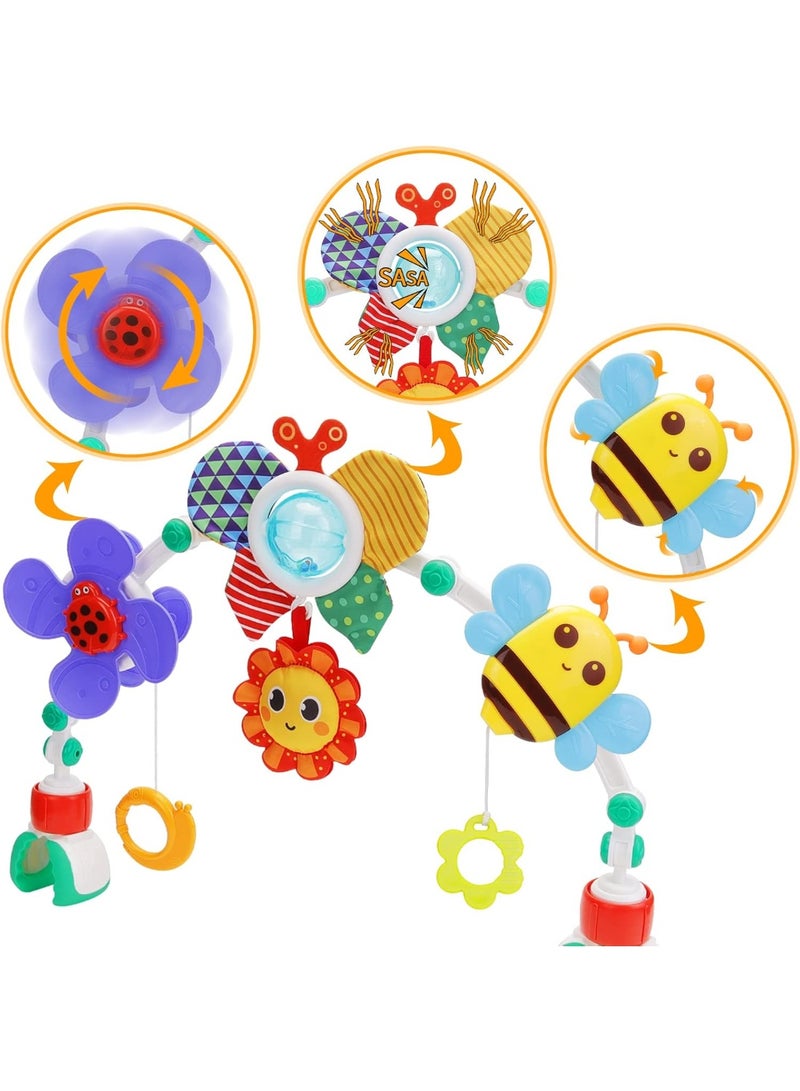 AGREON Stroller Arch Toy - Clip On Baby Pram Activity Arch Musical Sensory Toys Crib Bouncer Accessories, Foldable Travel Bassinet Car Seat Toy for Babies Infants Newborn 0 3 6 9 12 Months (Butterfly) - Image 2