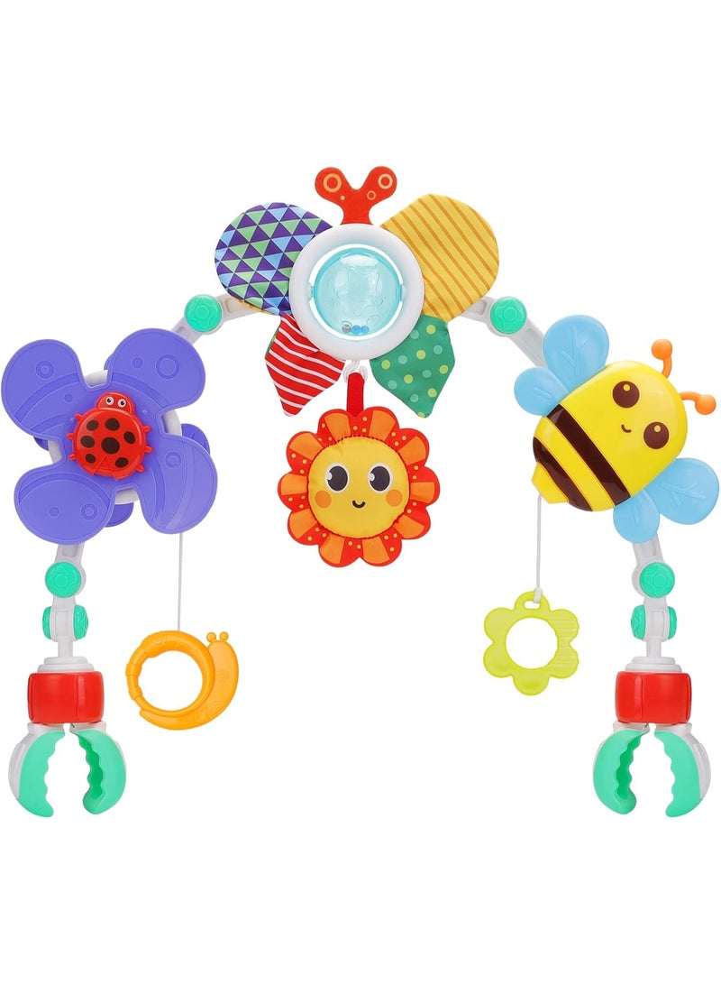 AGREON Stroller Arch Toy - Clip On Baby Pram Activity Arch Musical Sensory Toys Crib Bouncer Accessories, Foldable Travel Bassinet Car Seat Toy for Babies Infants Newborn 0 3 6 9 12 Months (Butterfly) - Image 1