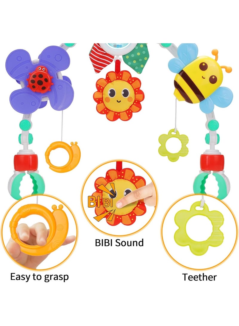 AGREON Stroller Arch Toy - Clip On Baby Pram Activity Arch Musical Sensory Toys Crib Bouncer Accessories, Foldable Travel Bassinet Car Seat Toy for Babies Infants Newborn 0 3 6 9 12 Months (Butterfly) - Image 3
