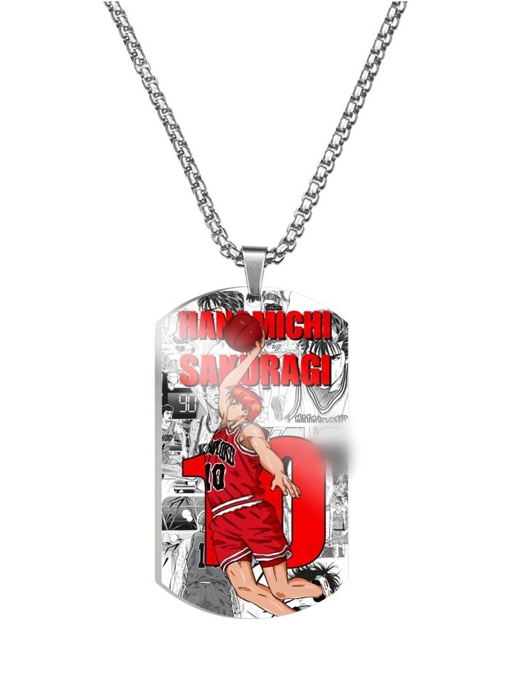 KUYING New Slam Dunk Color Printed Stainless Steel Necklace 