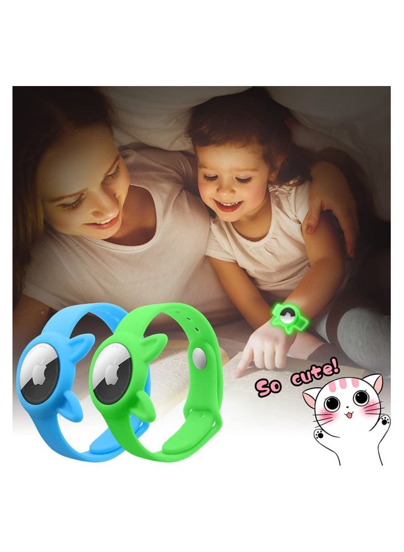 SYOSI 2 Pcs Airtag Wristbands for Kids Soft Silicone Bracelet Lightweight Waterproof Band Compatible with Apple Airtag Watch Band for Children and Toddler - Image 1