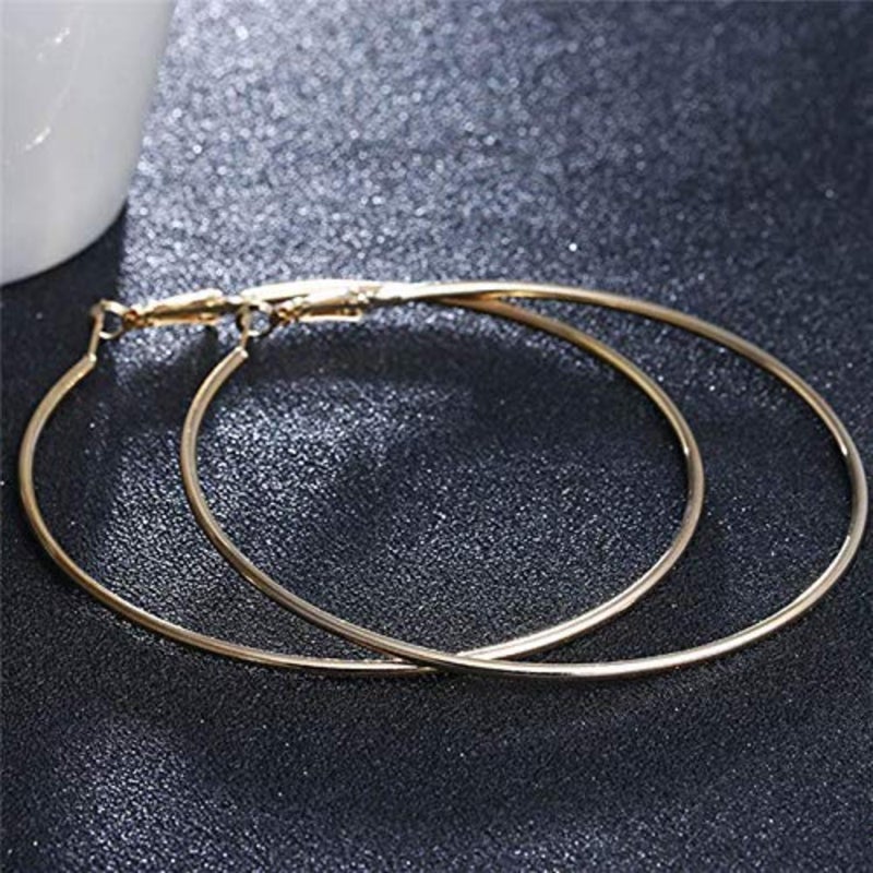 Hoop Earrings Big Size 60mm for Women Gold Plated Classic Round Silver Gold Circle Women Jewelry Accessory Punk Accessories - Image 4