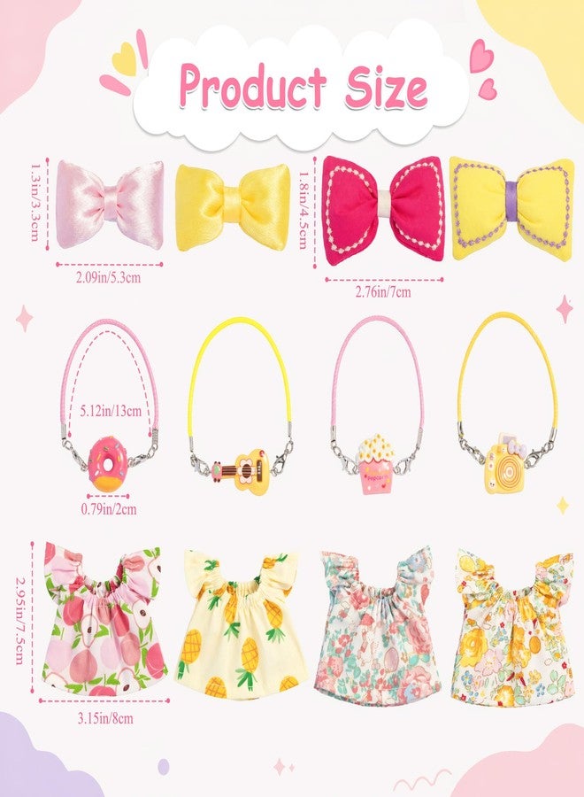 MOSZANDI 7 inch Desk Goose Outfits - 4 Set Mini Summer Desk Goose Clothes with Floral Skirts Bows Bags Small Duck Geese Outfits Accessories Decoration for Desktop Goose Statues Office and Home Table - Image 2