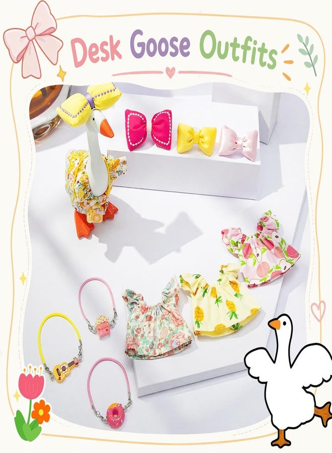 MOSZANDI 7 inch Desk Goose Outfits - 4 Set Mini Summer Desk Goose Clothes with Floral Skirts Bows Bags Small Duck Geese Outfits Accessories Decoration for Desktop Goose Statues Office and Home Table - Image 4