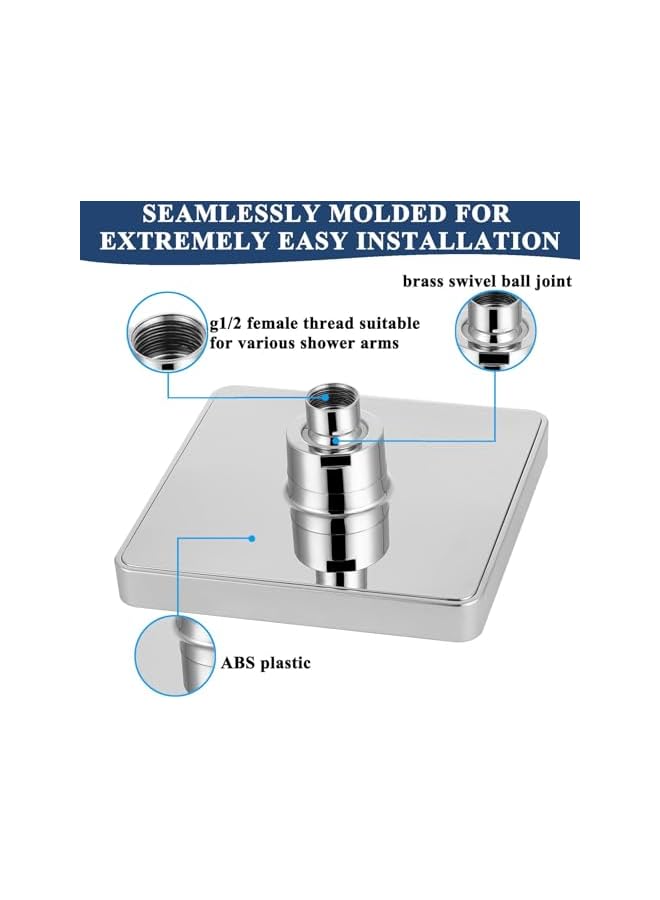 The Bros Square ABS Chrome-Plated Shower Head Wall-Mounted Bathroom Fixture With Anti-Slip Grip, High-Pressure Rainfall Showerhead For Luxury Spa Experience, Durable Silver Surface Water-Saving Design - Image 5