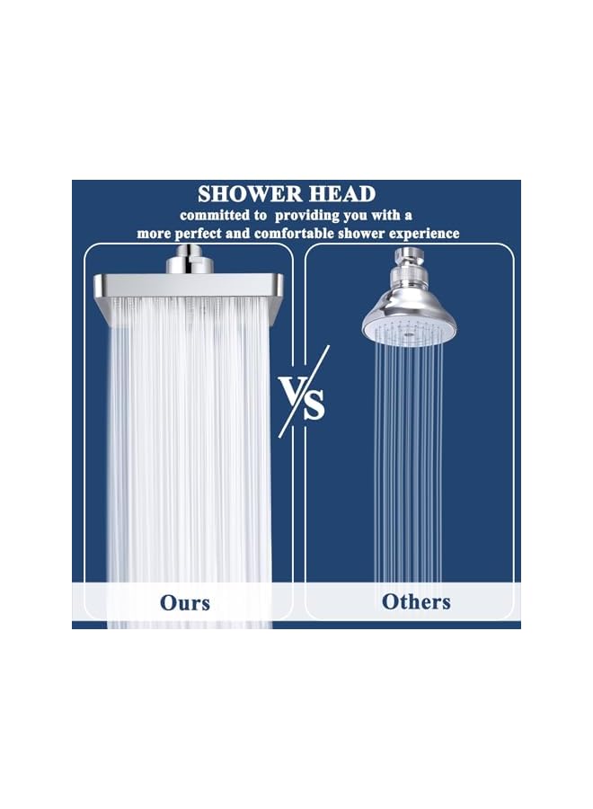 The Bros Square ABS Chrome-Plated Shower Head Wall-Mounted Bathroom Fixture With Anti-Slip Grip, High-Pressure Rainfall Showerhead For Luxury Spa Experience, Durable Silver Surface Water-Saving Design - Image 4
