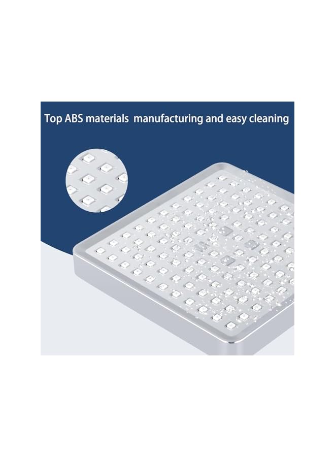 The Bros Square ABS Chrome-Plated Shower Head Wall-Mounted Bathroom Fixture With Anti-Slip Grip, High-Pressure Rainfall Showerhead For Luxury Spa Experience, Durable Silver Surface Water-Saving Design - Image 2