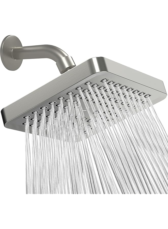 The Bros Square ABS Chrome-Plated Shower Head Wall-Mounted Bathroom Fixture With Anti-Slip Grip, High-Pressure Rainfall Showerhead For Luxury Spa Experience, Durable Silver Surface Water-Saving Design - Image 1