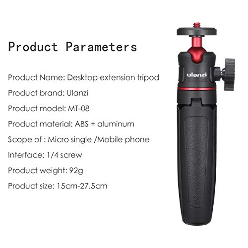YILIWIT MT-08 Black Mini Tripod for Camera, 1/4" Screw Universal Tripod Compatible with DJI OSMO Pocket 3/Insta 360 x 5/OSMO 360/Sony/Canon/Nikon Fuji, Extendable Handheld Vlogging Video Filming Table Stand - Image 5