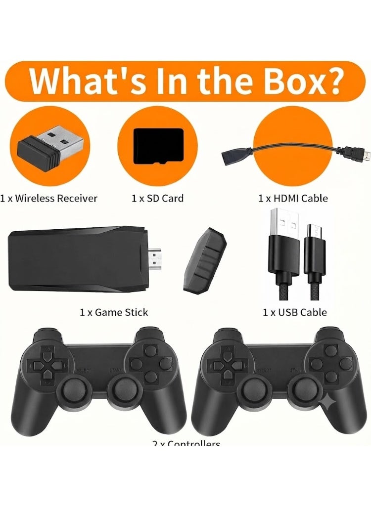 Wireless Retro Game Console Stick with 22000 Built-in Games 64GB SD Card 4K HDMI Output Plug and Play for Kids Adults - Image 2