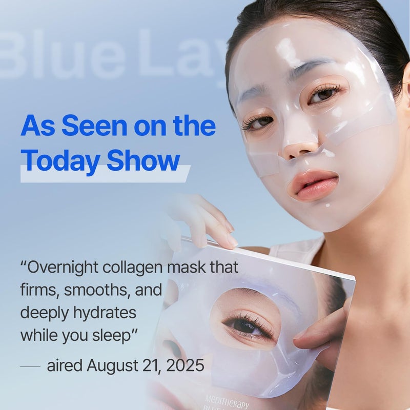 MEDITHERAPY Bluelayer Water Dome Mask - Korean Overnight Collagen Face Mask for Glass Skin, Moisturizing and Firming with Hyaluronic Acid & Blue Agave - Pore Minimizing with Hydrogel Masks for Radiant Glow - 4EA - Image 2