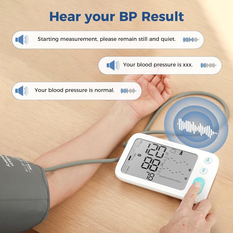 Checkme Blood Pressure Monitors for Home Use Automatic Digital BP Machine with Bluetooth Dual Display with 7 Days Trends XL Size Cuff 87177 2  250 Storage Dual Power Supply Voice Broadcast - Image 4