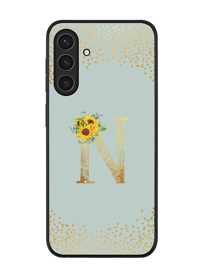 For Samsung Galaxy A17 / A17 4G Case,Slim fit Camera Protection, Shockproof Thin Phone cover  - Custom Floral Monogram - N  (Light Grey )