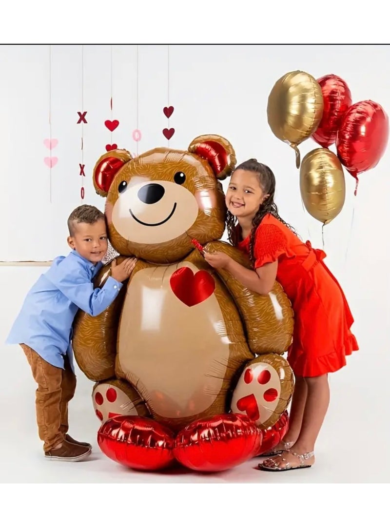 Just Quality 1pc, Cartoon Love Bear Foil Balloon, Valentine's Day Decor, Birthday Decor, Wedding Decor, Anniversary Decor, Romantic Scene Decor, Engagement Decor, Home Decor, Party Decor Supplies 92cmx68cm - Image 1