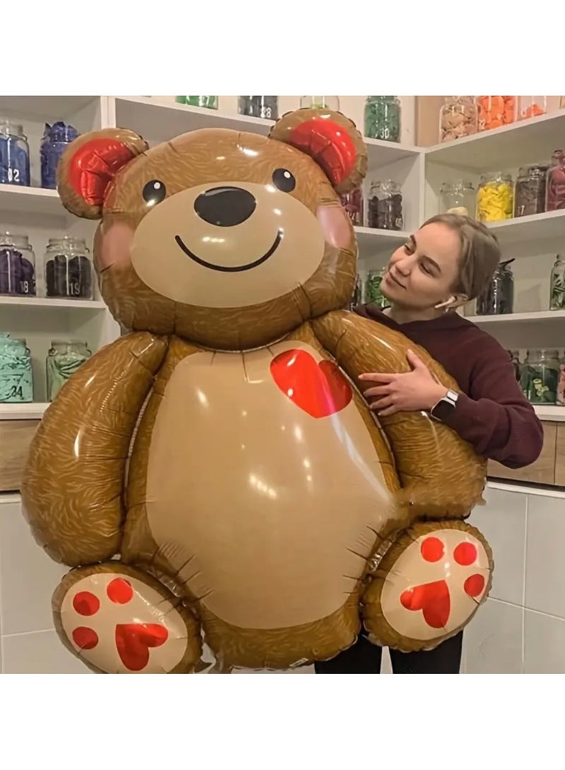 Just Quality 1pc, Cartoon Love Bear Foil Balloon, Valentine's Day Decor, Birthday Decor, Wedding Decor, Anniversary Decor, Romantic Scene Decor, Engagement Decor, Home Decor, Party Decor Supplies 92cmx68cm - Image 2