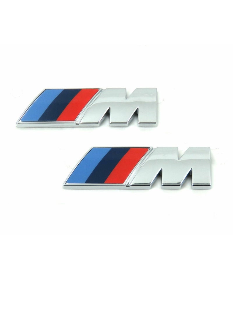 Generic - 2 X BMW M Sport Emblem Silver Sticker Side Wing Fender Rear Badge 45 X 15mm - Image 1