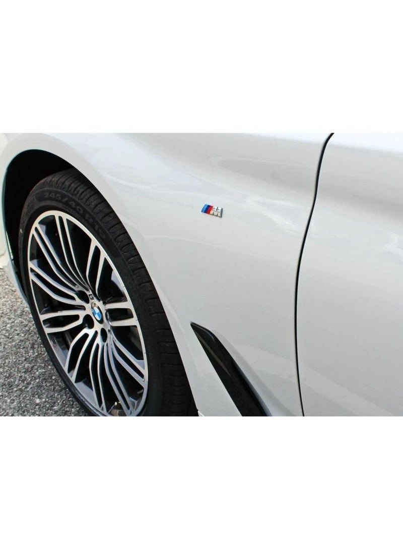 Generic - 2 X BMW M Sport Emblem Silver Sticker Side Wing Fender Rear Badge 45 X 15mm - Image 1