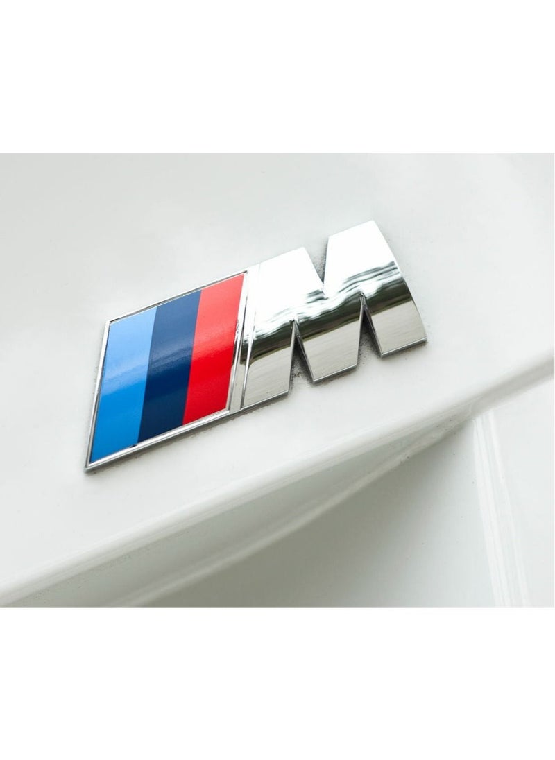 Generic - 2 X BMW M Sport Emblem Silver Sticker Side Wing Fender Rear Badge 45 X 15mm - Image 1