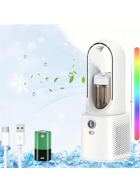 Portable Air Cooler, Mini Cooler with LED Night Light and Humidifier, 6 Wind Speed ​​Adjustment, USB Spray Air Conditioner Fan, Protect Children from Accidental Injury, Suitable for Bedroom, Office Desk, Table and Desktop.