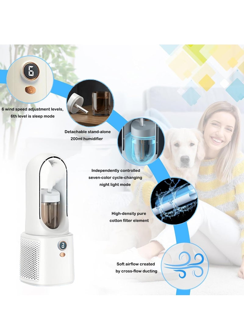 Generic - Portable Air Cooler, Mini Cooler with LED Night Light and Humidifier, 6 Wind Speed ​​Adjustment, USB Spray Air Conditioner Fan, Protect Children from Accidental Injury, Suitable for Bedroom, Office Desk, Table and Desktop. - Image 1