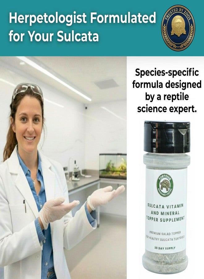 Tortoise Resource Center Sulcata Tortoise Calcium Powder - Herpetologist Formulated Calcium Powder for Reptiles with High Fiber - 30 Day Shaker Bottle Supply for Tortoise Lovers! - Image 2