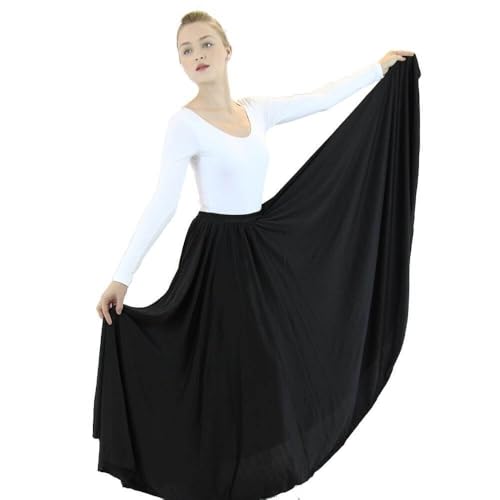 Danzcue Womens Long Full Circle Dance Skirt, Black, S-M - Image 2