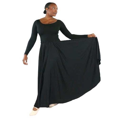 Danzcue Womens Long Full Circle Dance Skirt, Black, S-M - Image 4